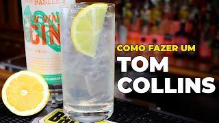 Como Fazer Receita de Tom Collins - Gin, Suco de Limão Siciliano , Xarope de Açúcar e Água com Gás.