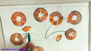 Flower Pot From Pencil Shavings, Pencil Shaving Craft, Flower Pot with Pencil Shavings, Craft ideas