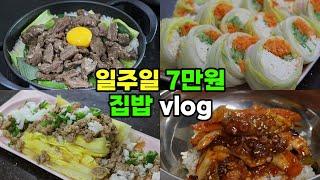 일주일 7만원 집밥‍‍ | 물가 오른데로 알차게 | 순살 감자탕, 대파갈비솥밥, 낙지볶음 정착레시피, 배추두부말이, 유아식, 돼지고기 배추찜