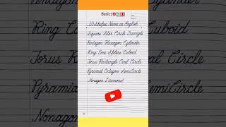 Shapes | Names of Shapes | Geometric Shapes | list of 20 Shapes Name In English Cursive Writing