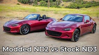 2019 Mazda ND2 Miata (Modified) vs 2024 Mazda ND3 Miata - Head to Head Review!