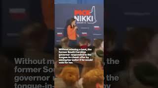 Nikki Haley turns down marriage proposal from Trump voter at New Hampshire rally #shorts