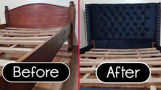 DIY How To Make A Tufted Headboard For Your Old Bed // Bed Transformation DIY