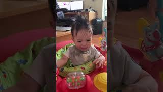 Baby eating solid food for the first time #baby #babyboy #cutebaby #babyeatingfood