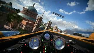 Acrobatic flight N-1 Naboo  Starfighter, Theed (no HUD, first person) // Star Wars  Battlefront II