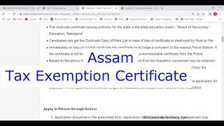 Assam - Apply for Tax Exemption Certificate Online