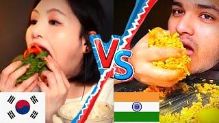  WHO is BETTER at eating rice? Koreans vs.Indians //  indian food eating mukbang show challenge