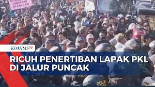Penertiban Lapak PKL di Jalur Puncak Bogor Berujung Ricuh, Pedagang Blokade Jalan!