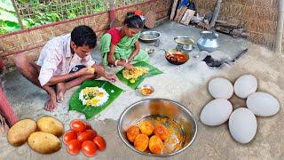 Authentic Village Style EGG CURRY Recipe Cooking with Mother & Son For Lunch । Rural life