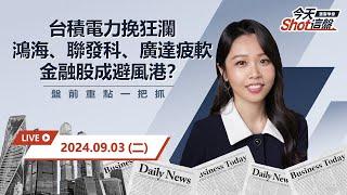 2024.09.03 台積電力挽狂瀾 鴻海、聯發科、廣達疲軟 金融股成避風港？｜今天 Shot 這盤，10分鐘盤前重點一把抓！