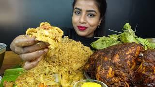 Hungry Mukbanger  Eating Hot Spicy Whole Chicken, Spicy Chicken Dum Biriyani_ curry and Green Chilli