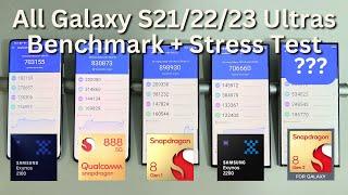 All Galaxy S21/22/23 Ultra Exynos Snapdragon Benchmark + Stress Test Comparison