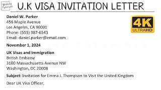 How To Write UK Visa Invitation Letter with Sample and Explanation | Writing Tutorials