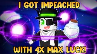 I Got IMPEACHED from 4X MAX LUCK in Sol's RNG! (GLITCH BIOME!)