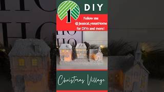 Dollar Tree DIY Lighted Christmas Snowy Village  #dollartree #dollartreediy #christmasdiy