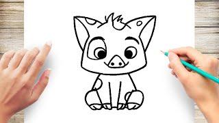 How To Draw Pua The Pig Step by Step