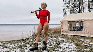 НАРЕШТІ МИ НА МОРІ! Спекотна ніч в гарячому наметі! Зимовий кемпінг в Україні