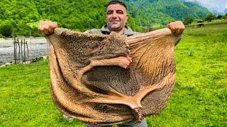 Cooking Juicy Kutabs of BEEF STOMACH in Wild - The Ancient Stomach Recipe