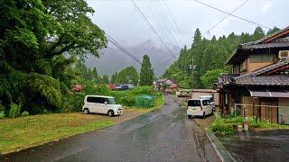 Walking in the Rain - The Most Beautiful Japan Countryside | Heavy Rain All Day