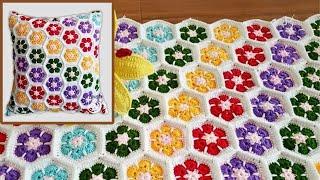 Beautiful African Flower Crochet Throw / Blanket Step by Step Tutorial For Beginners @sara1111