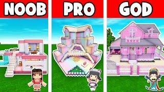 Mini World: Pink Girl Heart Villa Construction Competition, NOOB VS PRO VS GOD, Mini World Animation