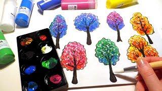 How to Paint Colorful Trees with Ikea Paints and Brushes