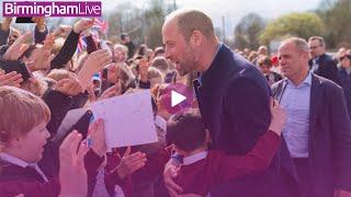 Prince William greets schoolchildren in Willenhall, Walsall