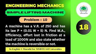 Maximum M.A. and Maximum Efficiency | Simple Lifting Machine (V-18)