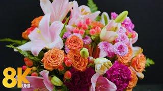 Удивительные цветы в 8K ULTRA HD - Цветочная композиция с приятной музыкой