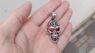 Ghost Rider Skull Silver Biker Pendant