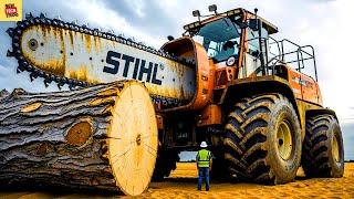 Extreme Dangerous Fastest Big Chainsaw Cutting Tree Machines | Extreme Stump Extraction Excavator#25