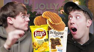 British Guys Try DUTCH SNACKS!!  (they have the BEST names )