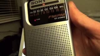 Sony ICF-S10MK2 AM/FM pocket radio overview and bandscan