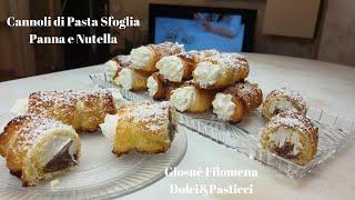 Cannoli di Pasta Sfoglia Panna e Nutella