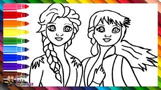 Drawing and Coloring Elsa and Anna from Frozen ️️ Drawings for Kids