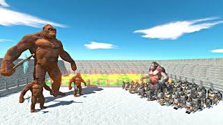 Wild King Kong vs Mutant Primates Army in Lava Stadium Arena - Animal Revolt Battle Simulator