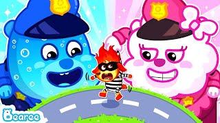  Pink Cloud Police vs Blue Water Police | Which Elemental Police Is the Best? | Bearee Kids Show