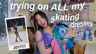 trying on ALL my figure skating competition dresses | showing you every program i've skated to