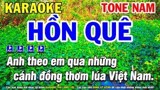 Karaoke Hồn Quê Tone Nam Nhạc Sống Cha Cha Mới | Karaoke Phi Long