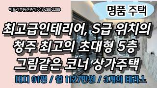 #156# 청주 최고의 그림같은 인테리어,초대형 5층 코너 상가주택 /, 월1127만원, 3개의 테라스, 91평 대지