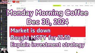 Monday Morning Coffee | Dec 30, 2024 | Market is down, MSTY for 27.50 | Explain Investment Strategy