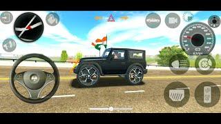 Indian Cars Driving 3D | black thar on 4 lines way