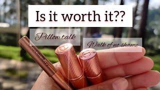 HONEST REVIEW!! Charlotte Tilbury  Pillow talk & Walk of no shame|| Swatches