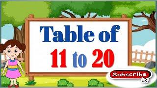 Number Multiplication Table from 11 to 20 ! Maths Table of 11 to 20 in English! 11 se 20 ka pahada !