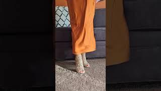 I style open toed strappy heels with my hosiery