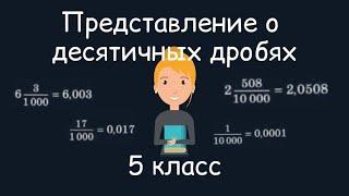 Представление о десятичных дробях. 5 класс