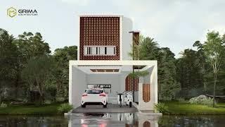 Desain rumah industrial modern ukuran 5,5 x 11