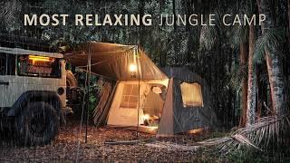 Relaxing SOLO CAMP in the RAINY JUNGLE [ Australian Rain Forest cosy vibes, new tent, ASMR ]