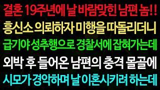 실화사연-결혼 19주년에 날 바람맞힌 남편 놈!! 흥신소 의뢰하자 미행을 따돌리더니 급기야 성추행으로 경찰서에 잡혀가는데 /노후/사연/오디오북/인생이야기