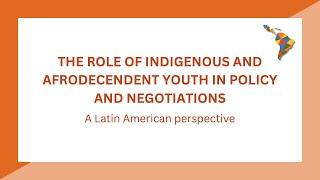 The role of indigenous and afrodecendent people in policy and negotiations – A Latin American perspe